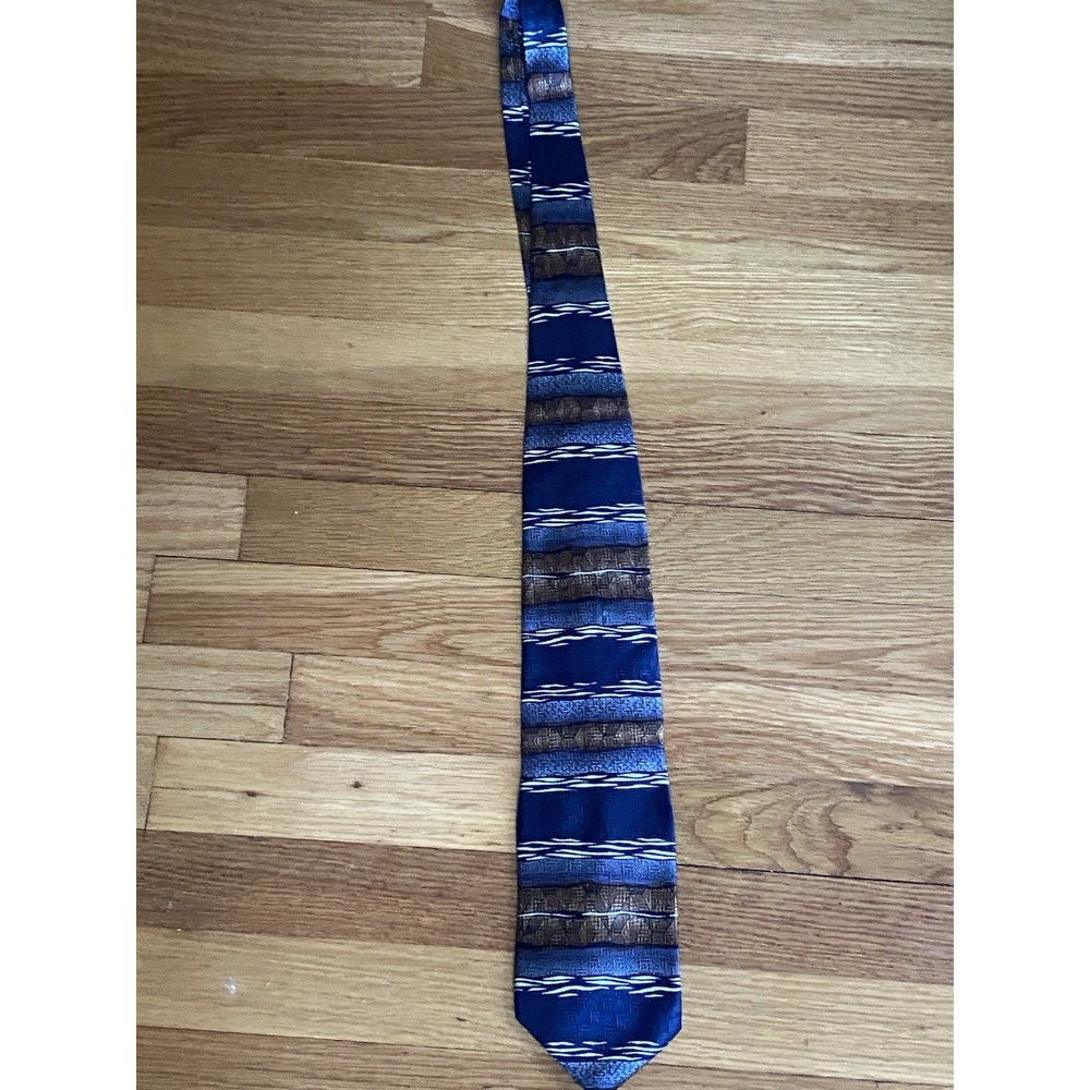 Chez Roffe New York Silk Tie Blue Brown   ‎    3647